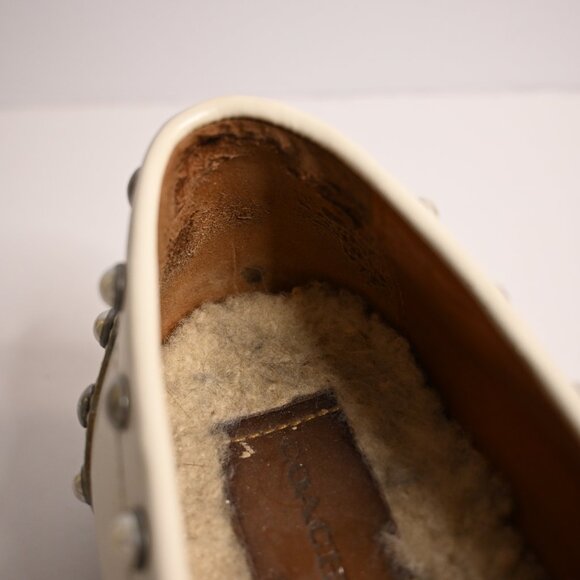 Coach White Lenox Leather Platform Loafers with Removable Sherpa Insoles - Picture 8 of 9
